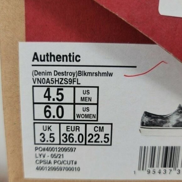 NEW Vans Authentic Low Shoes Women's Size 6 Denim Tie Dye Skate Casual Sneakers‎ - Picture 7 of 7